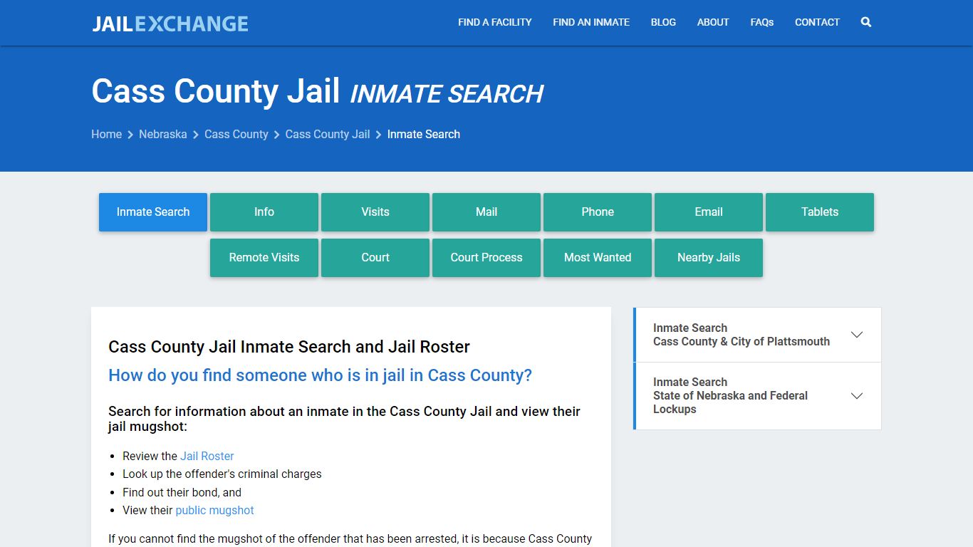 Inmate Search: Roster & Mugshots - Cass County Jail, NE